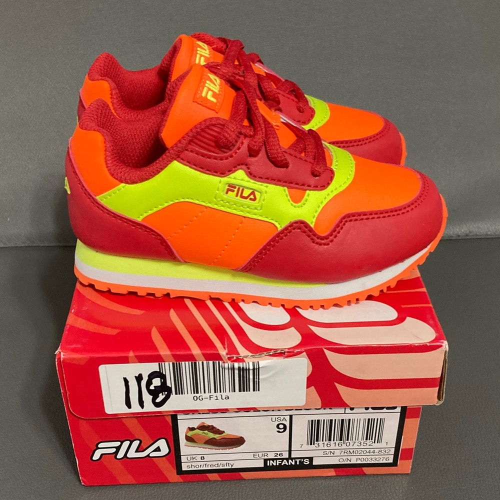 Fila Cress Color Block Vibrant Red and Neon Orange Sneakers